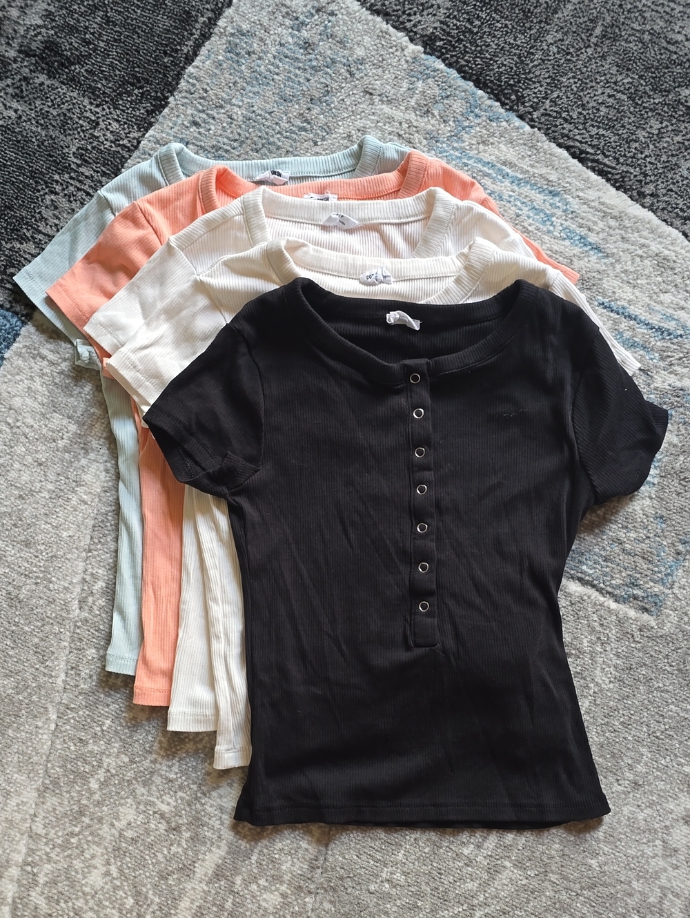 Cotton On Short Sleeve Ribbed Henley Top - Set Of 5